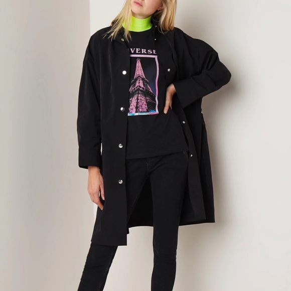 MAJE Trench Coat In Black Sz 1 - Picture 4 of 11